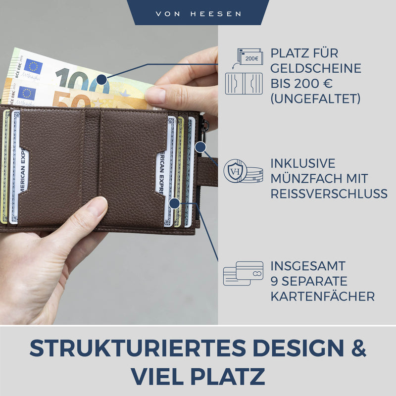 Kartenetui mit RFID-Schutz & 9 Kartenfächer (Genarbt)