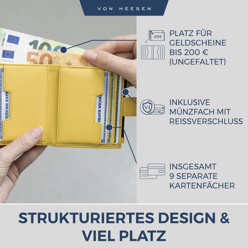 Kartenetui mit RFID-Schutz & 9 Kartenfächer (Genarbt)