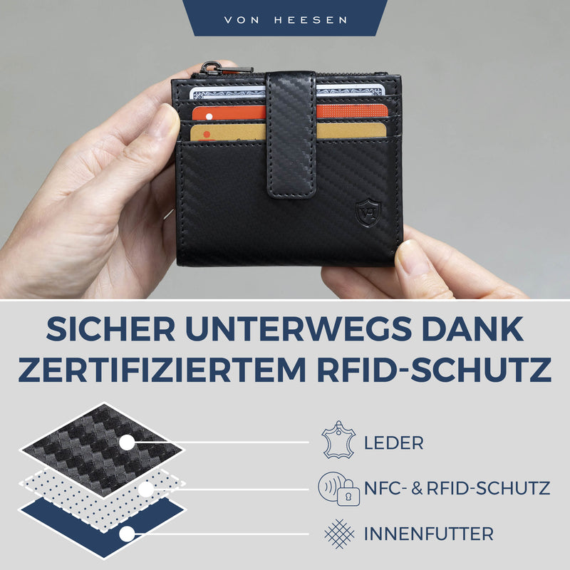 Kartenetui mit RFID-Schutz & 9 Kartenfächer (Genarbt)