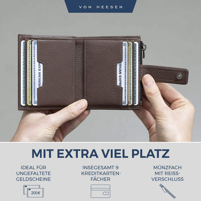 Kartenetui mit RFID-Schutz & 9 Kartenfächer (Genarbt)