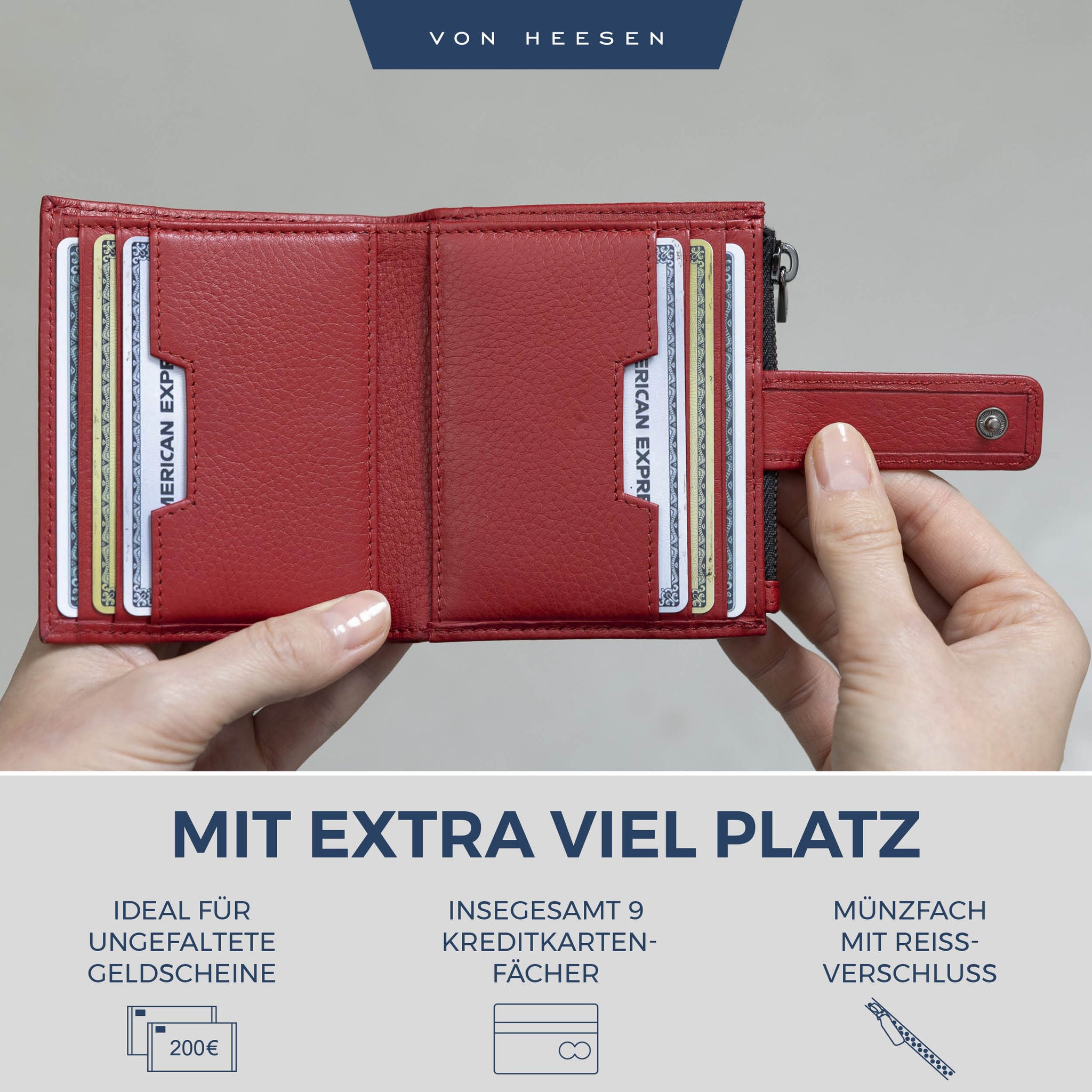 Kartenetui mit RFID-Schutz & 9 Kartenfächer (Genarbt)