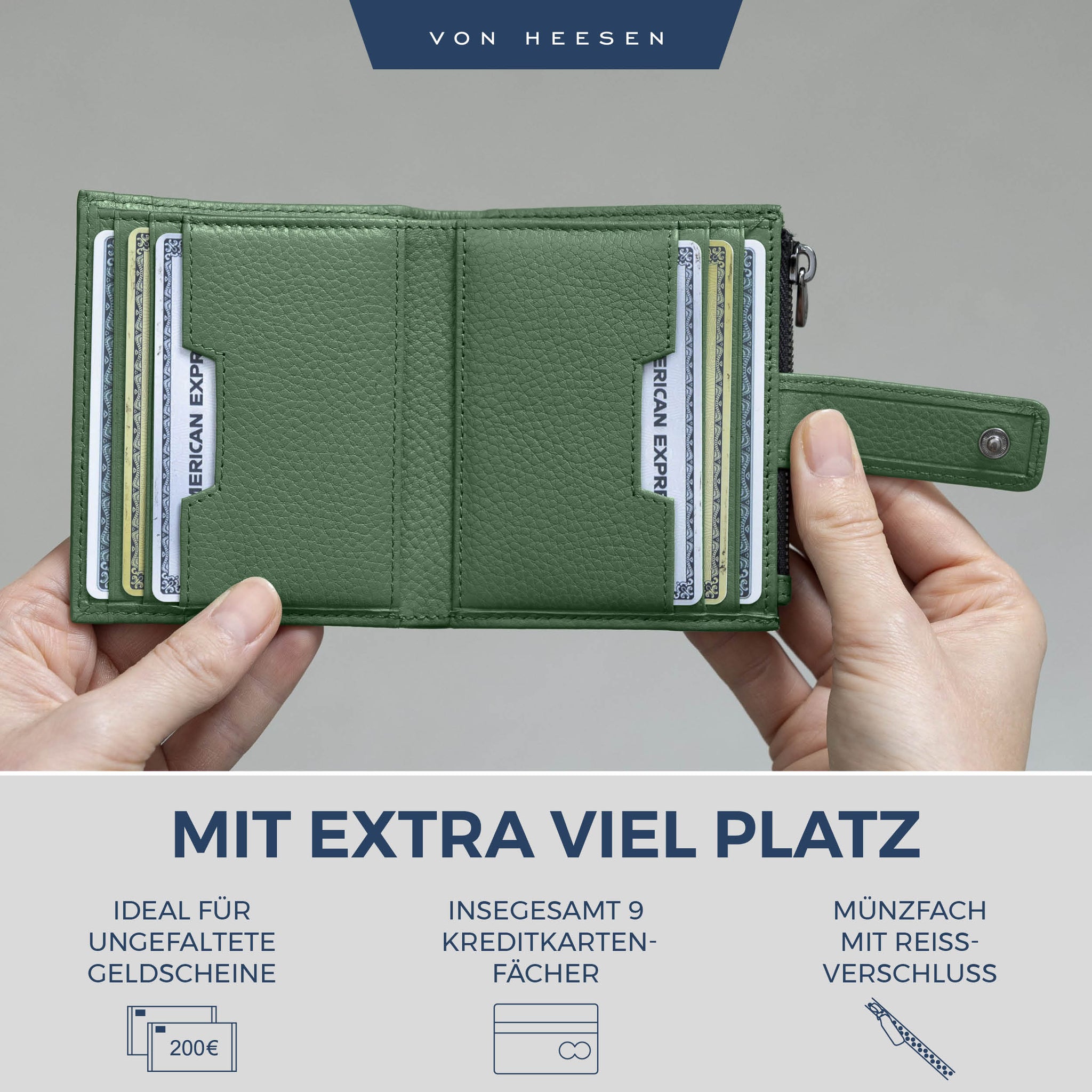 Kartenetui mit RFID-Schutz & 9 Kartenfächer (Genarbt)