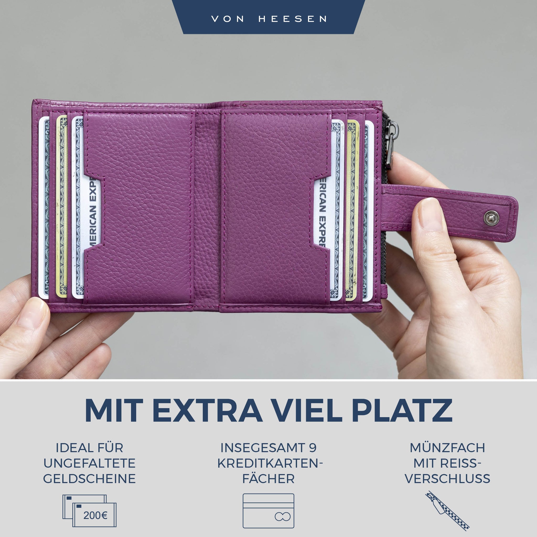 Kartenetui mit RFID-Schutz & 9 Kartenfächer (Genarbt)