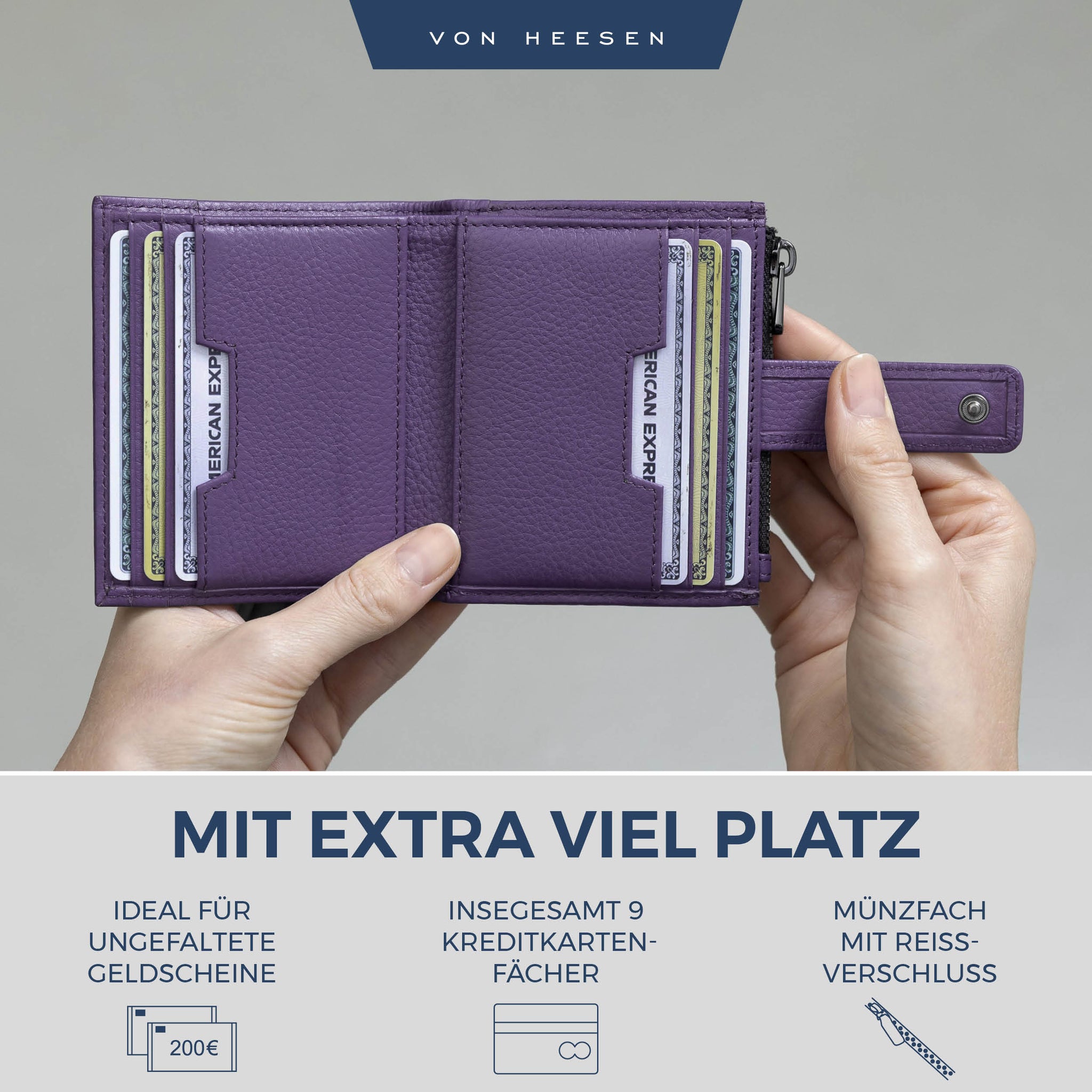 Kartenetui mit RFID-Schutz & 9 Kartenfächer (Genarbt)