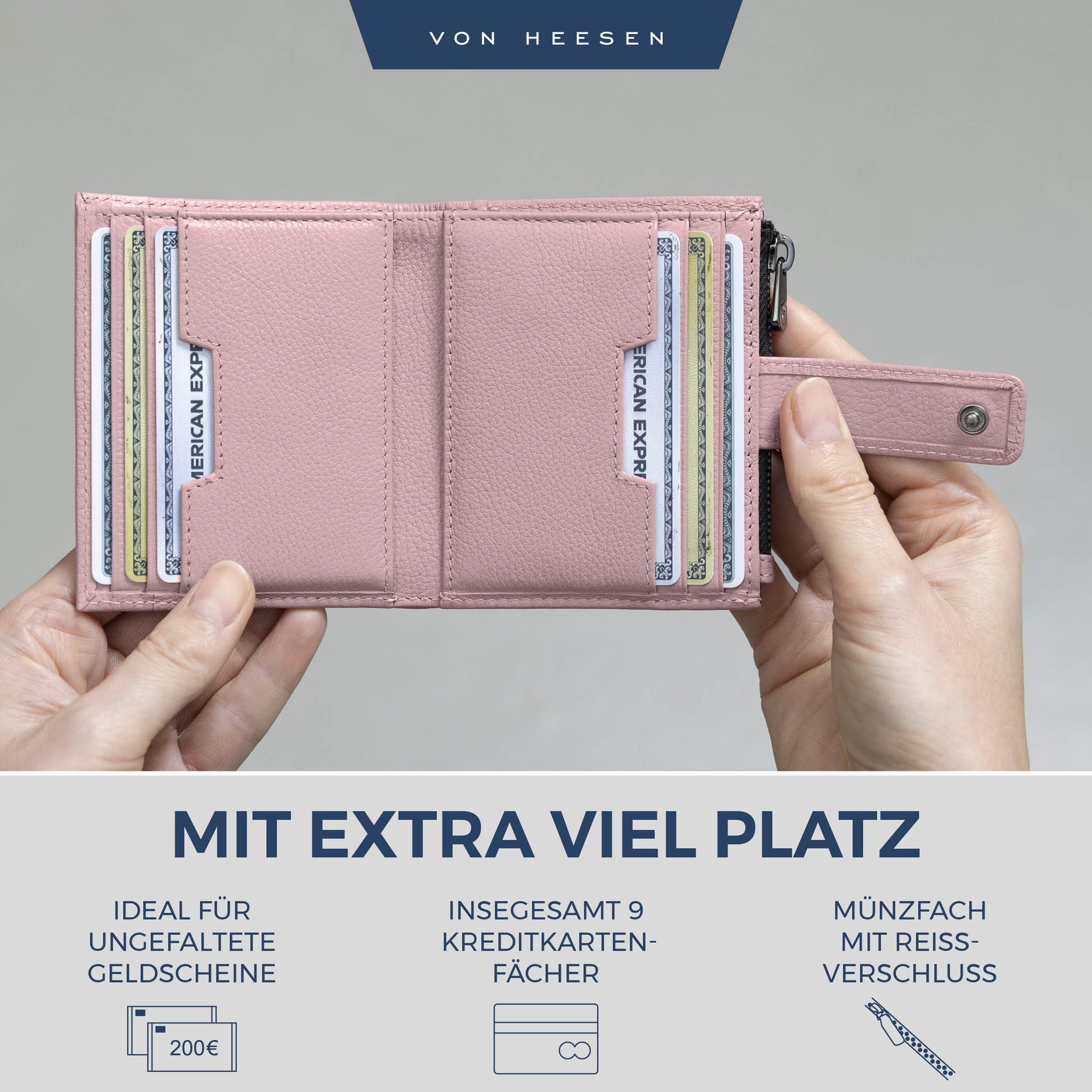 Kartenetui mit RFID-Schutz & 9 Kartenfächer (Genarbt)