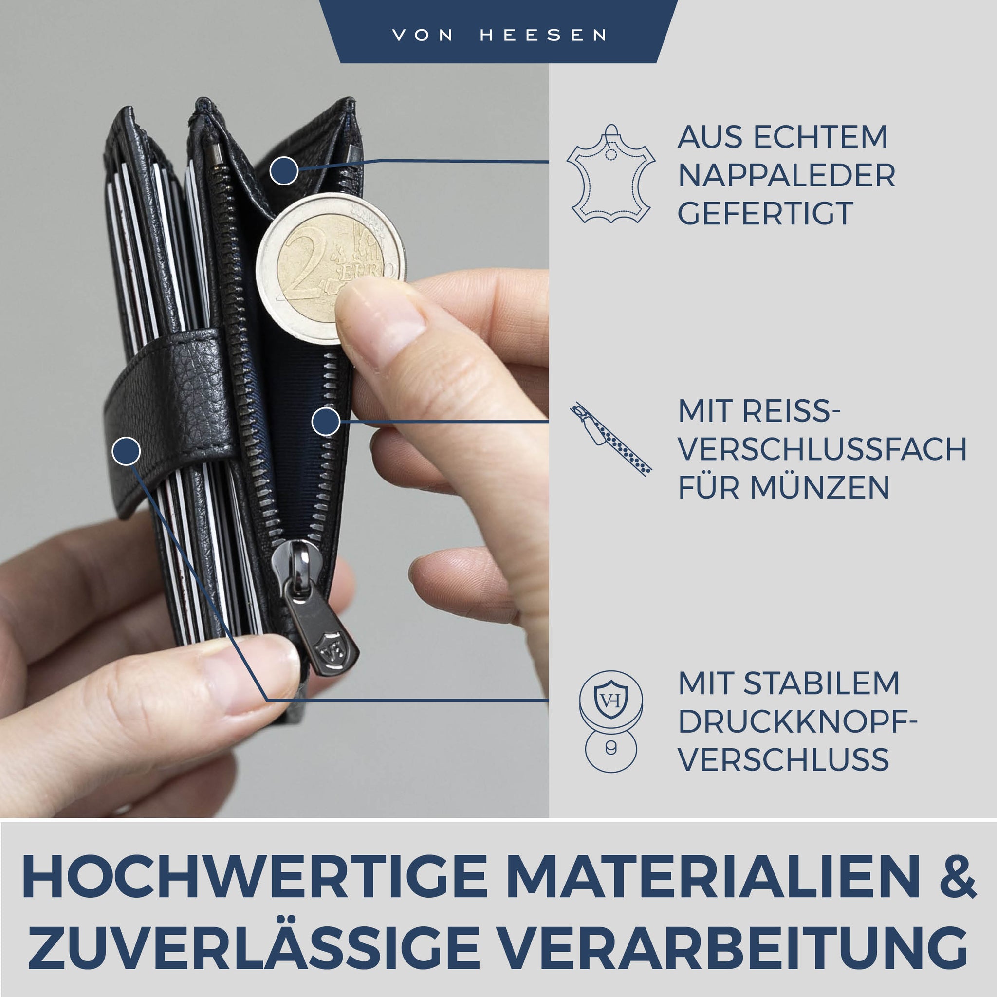 Kartenetui mit RFID-Schutz & 9 Kartenfächer (Genarbt)