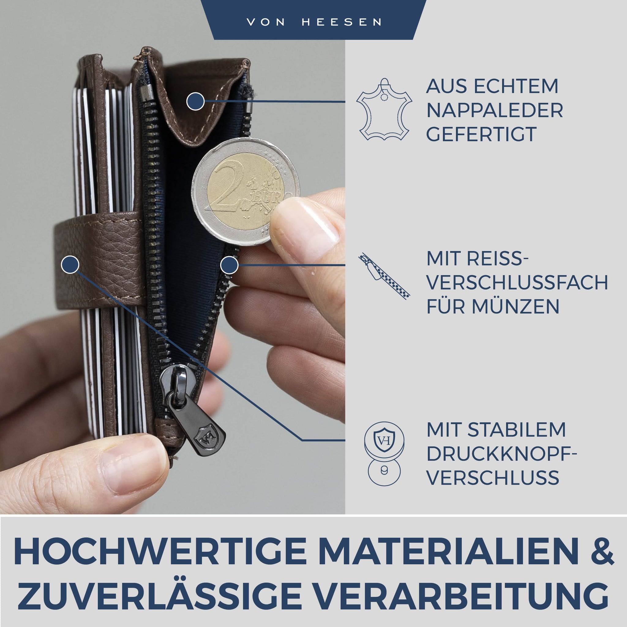 Kartenetui mit RFID-Schutz & 9 Kartenfächer (Genarbt)