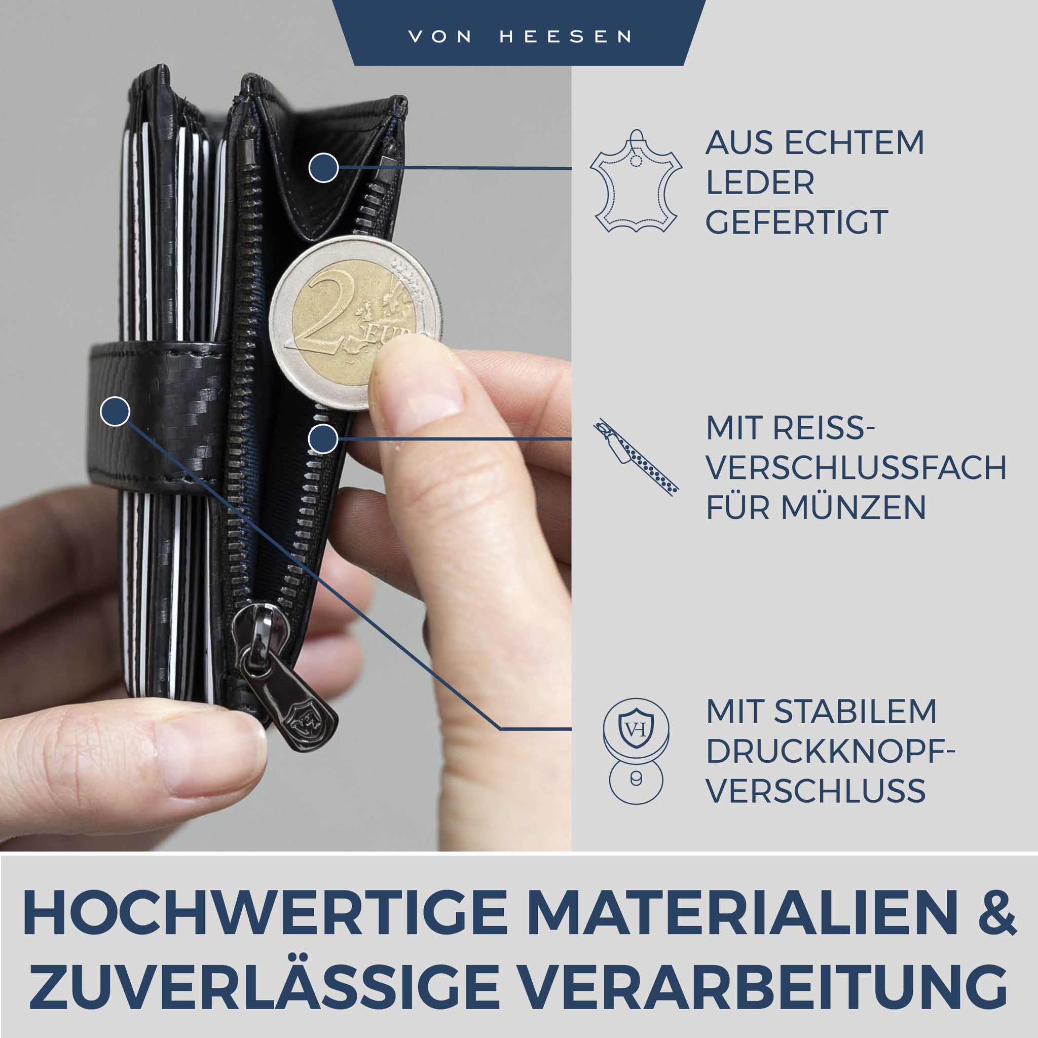 Kartenetui mit RFID-Schutz & 9 Kartenfächer (Genarbt)