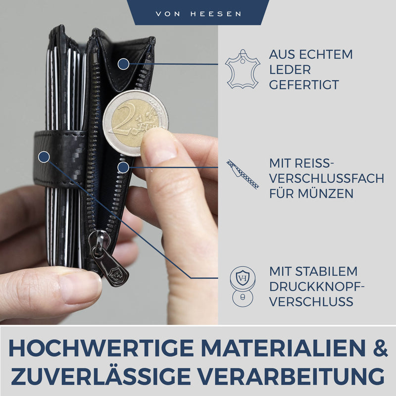 Kartenetui mit RFID-Schutz & 9 Kartenfächer (Genarbt)