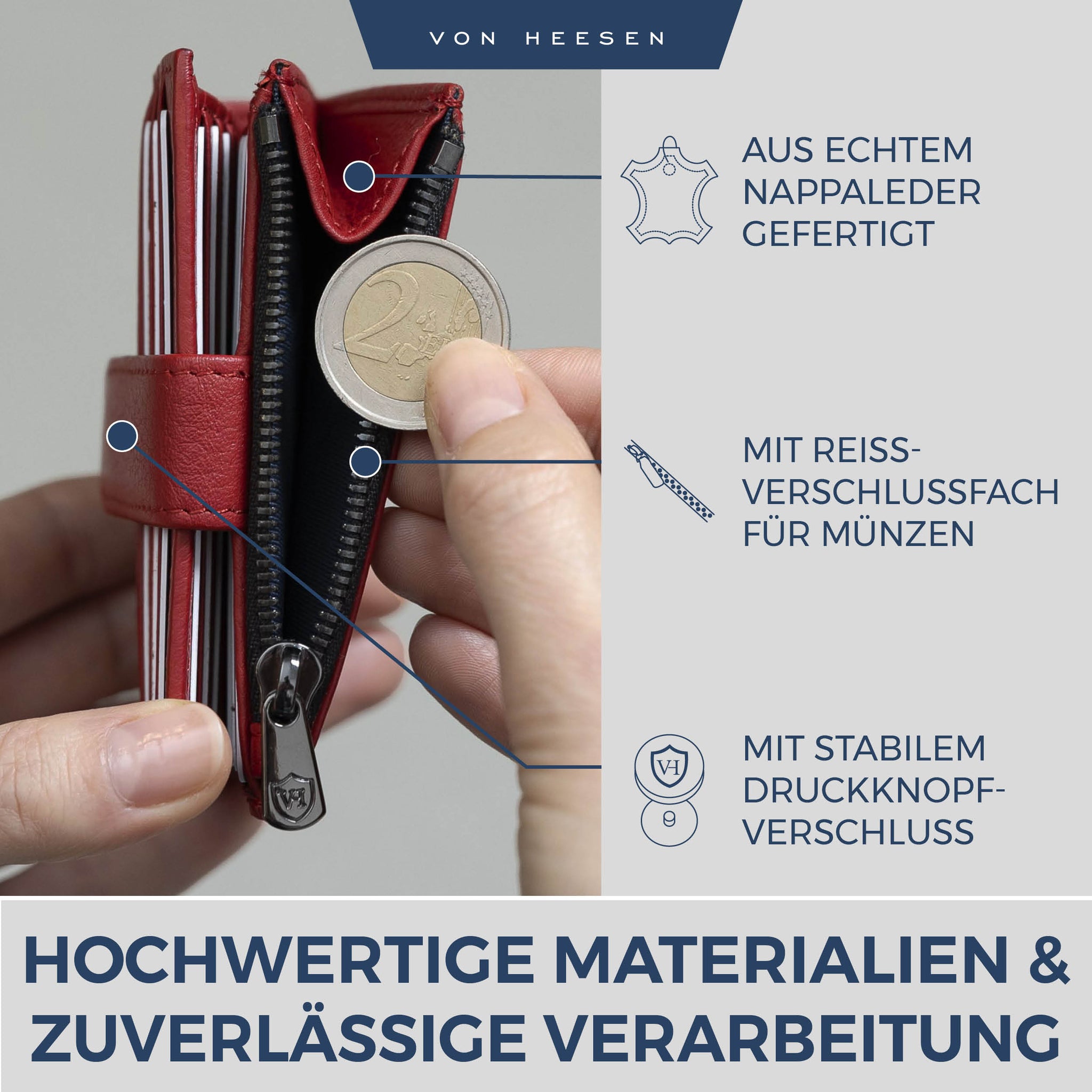 Kartenetui mit RFID-Schutz & 9 Kartenfächer (Genarbt)