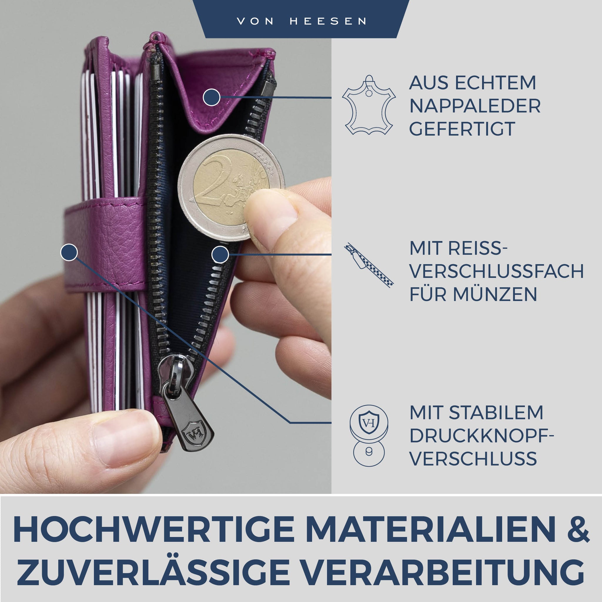 Kartenetui mit RFID-Schutz & 9 Kartenfächer (Genarbt)