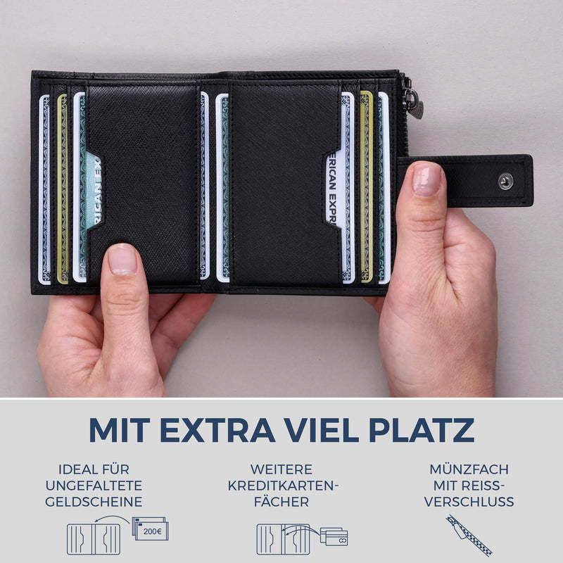 Kartenetui mit RFID-Schutz & 9 Kartenfächer (Saffiano)
