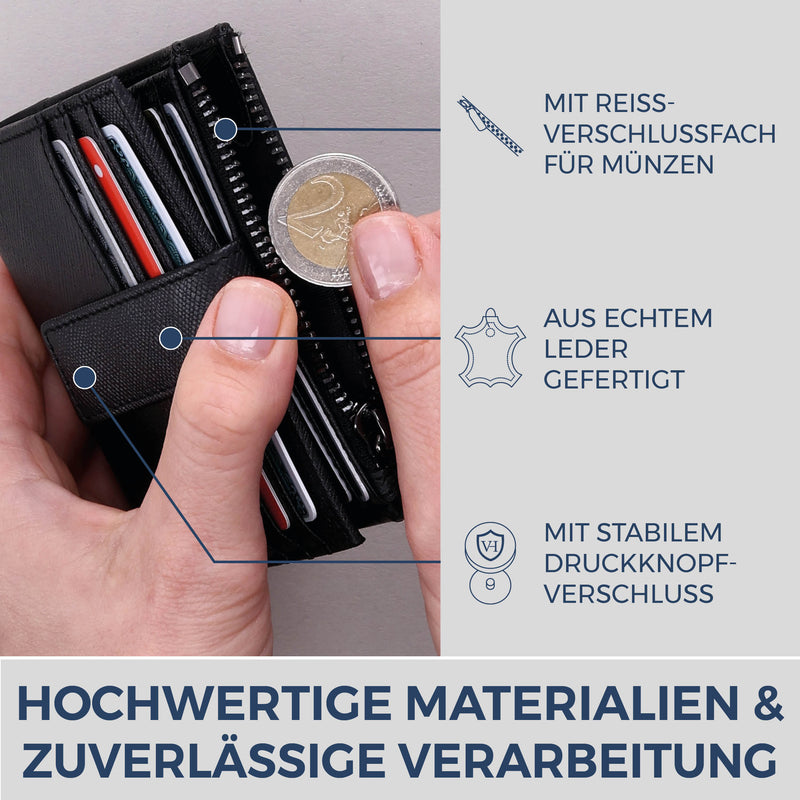 Kartenetui mit RFID-Schutz & 9 Kartenfächer (Saffiano)