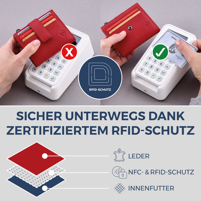 Kartenetui mit RFID-Schutz & 9 Kartenfächer (Saffiano)