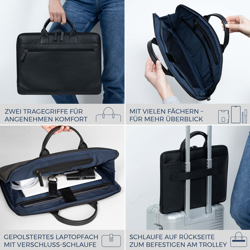 Laptoptasche mit Trolley-Schlaufe (Genarbt)