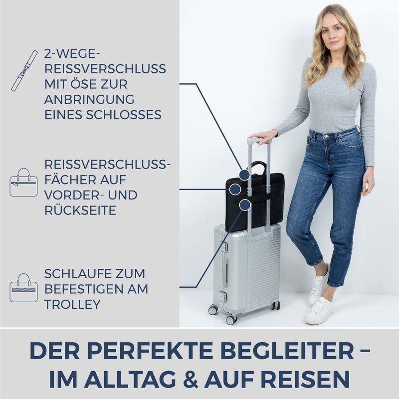 Laptoptasche mit Trolley-Schlaufe (Genarbt)