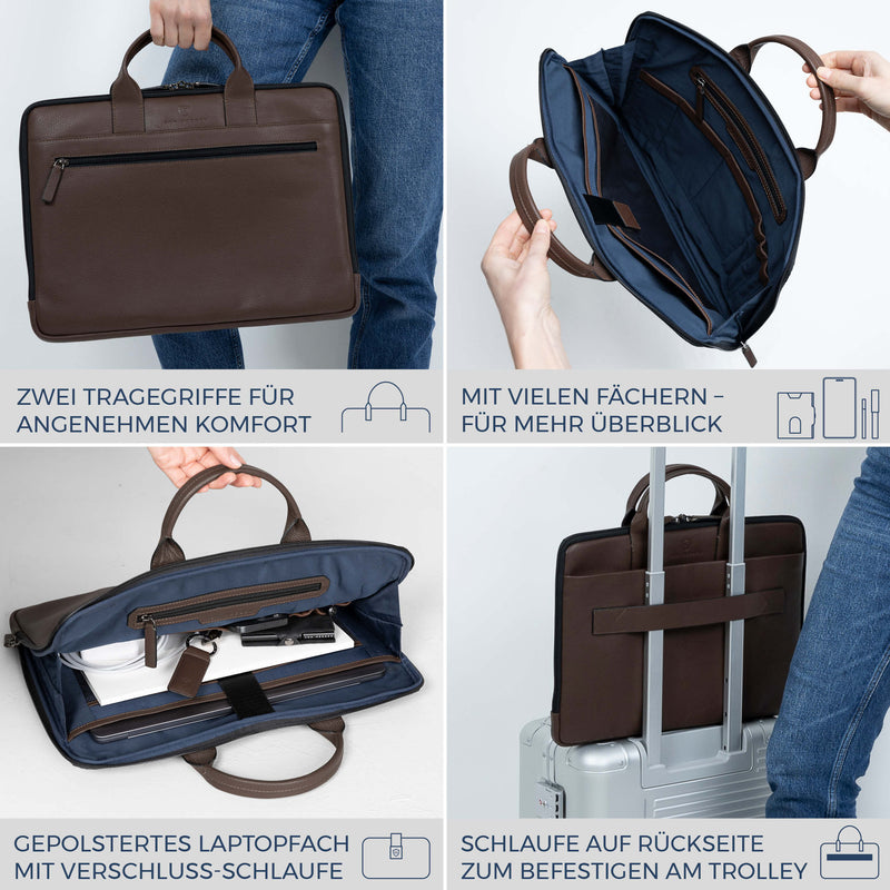 Laptoptasche mit Trolley-Schlaufe (Genarbt)