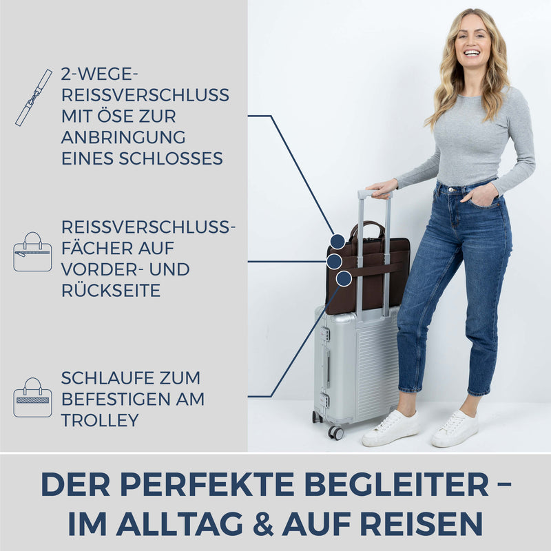 Laptoptasche mit Trolley-Schlaufe (Genarbt)