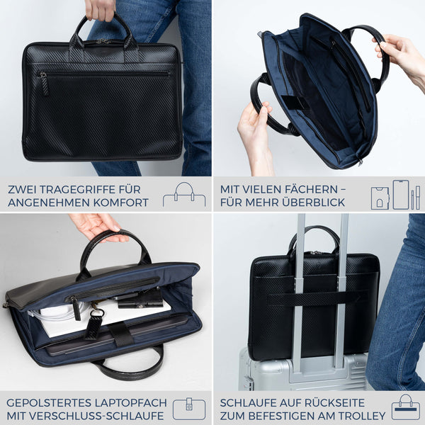 Laptoptasche mit Trolley-Schlaufe (Carbon)
