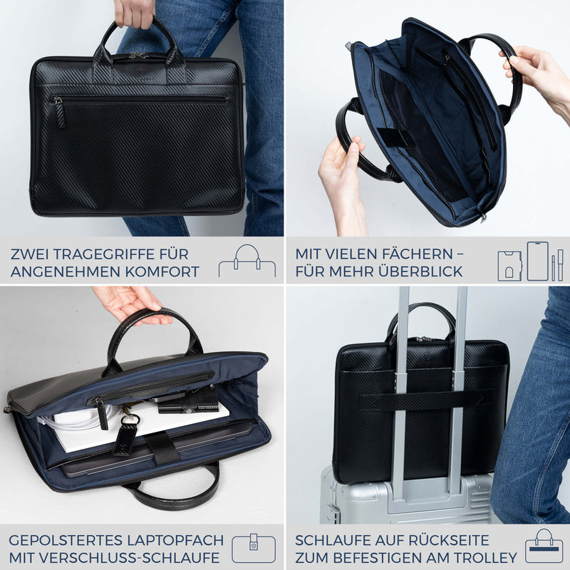 Laptoptasche mit Trolley-Schlaufe (Carbon)