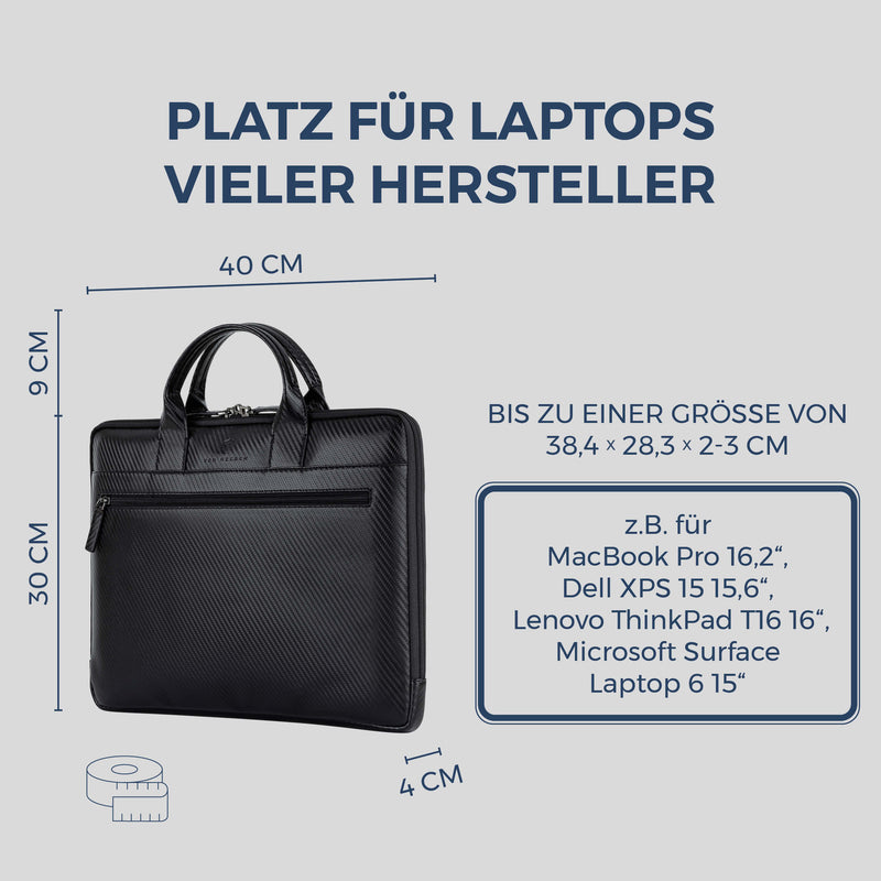 Laptoptasche mit Trolley-Schlaufe (Carbon)