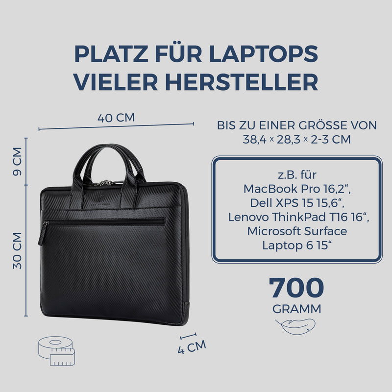 Laptoptasche mit Trolley-Schlaufe (Carbon)