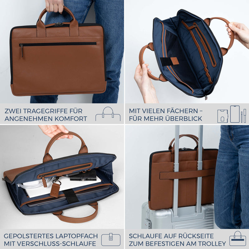 Laptoptasche mit Trolley-Schlaufe (Genarbt)