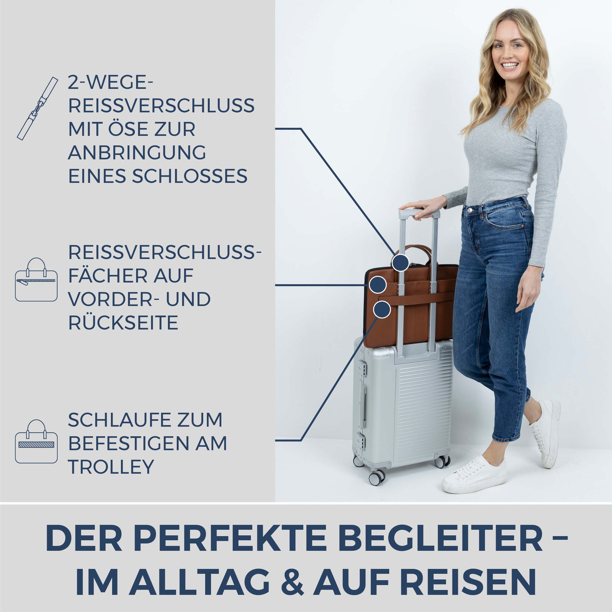 Laptoptasche mit Trolley-Schlaufe (Genarbt)