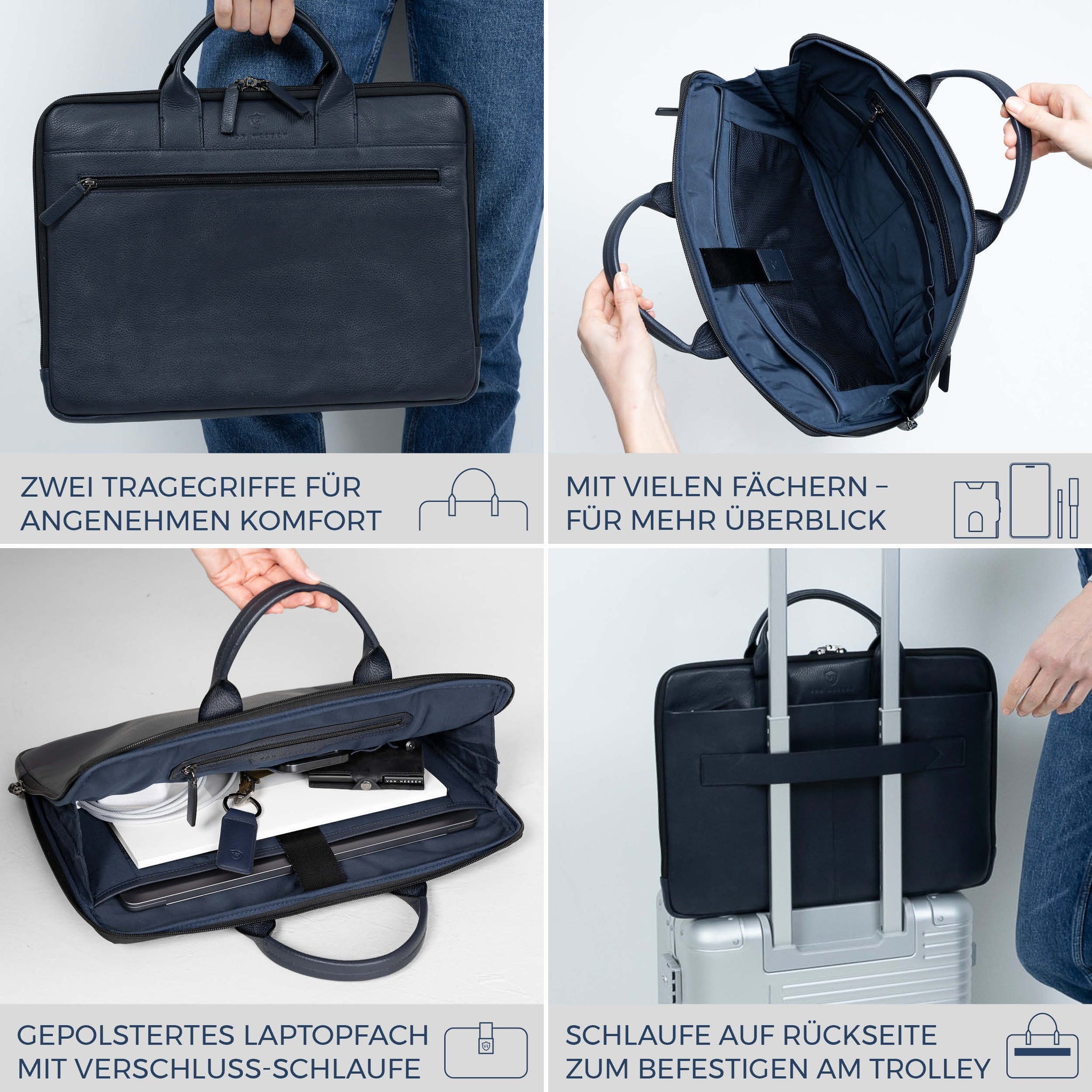 Laptoptasche mit Trolley-Schlaufe (Genarbt)