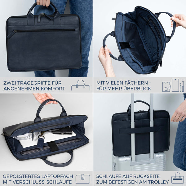 Laptoptasche mit Trolley-Schlaufe (Genarbt)