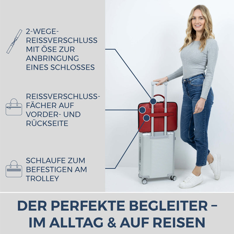 Laptoptasche mit Trolley-Schlaufe (Genarbt)