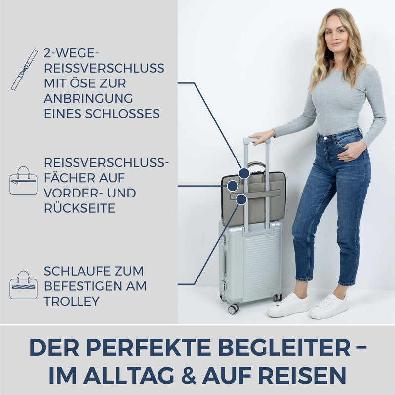 Laptoptasche mit Trolley-Schlaufe (Genarbt)