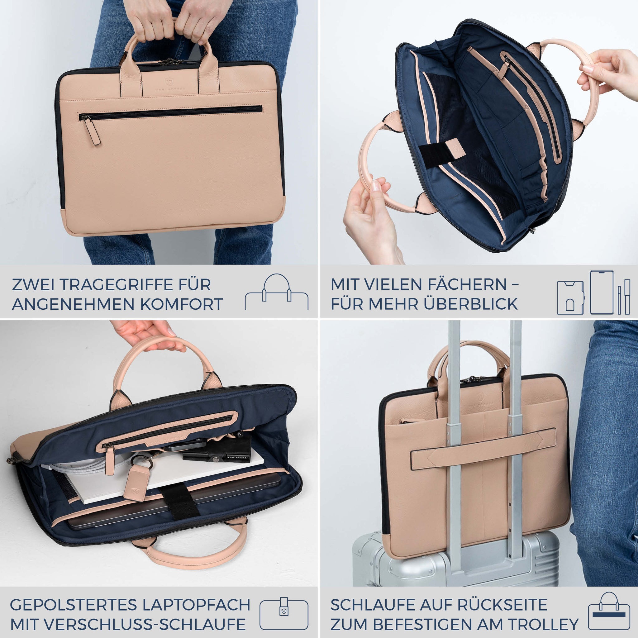 Laptoptasche mit Trolley-Schlaufe (Genarbt)