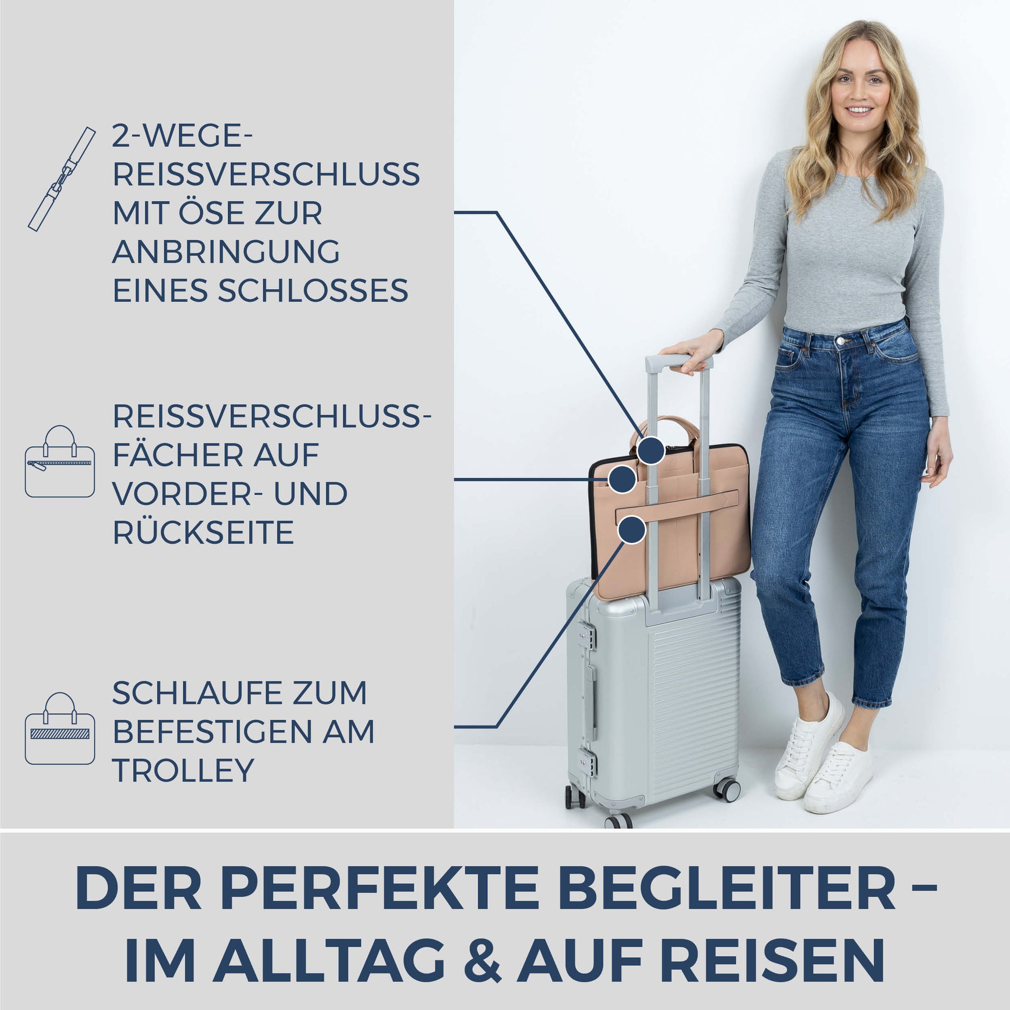 Laptoptasche mit Trolley-Schlaufe (Genarbt)