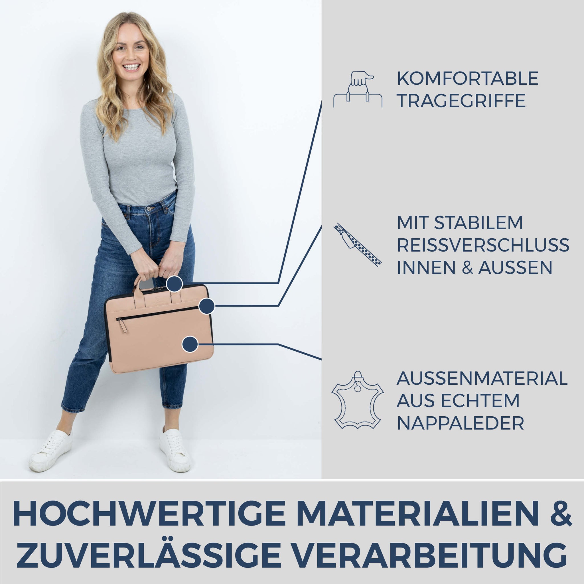 Laptoptasche mit Trolley-Schlaufe (Genarbt)