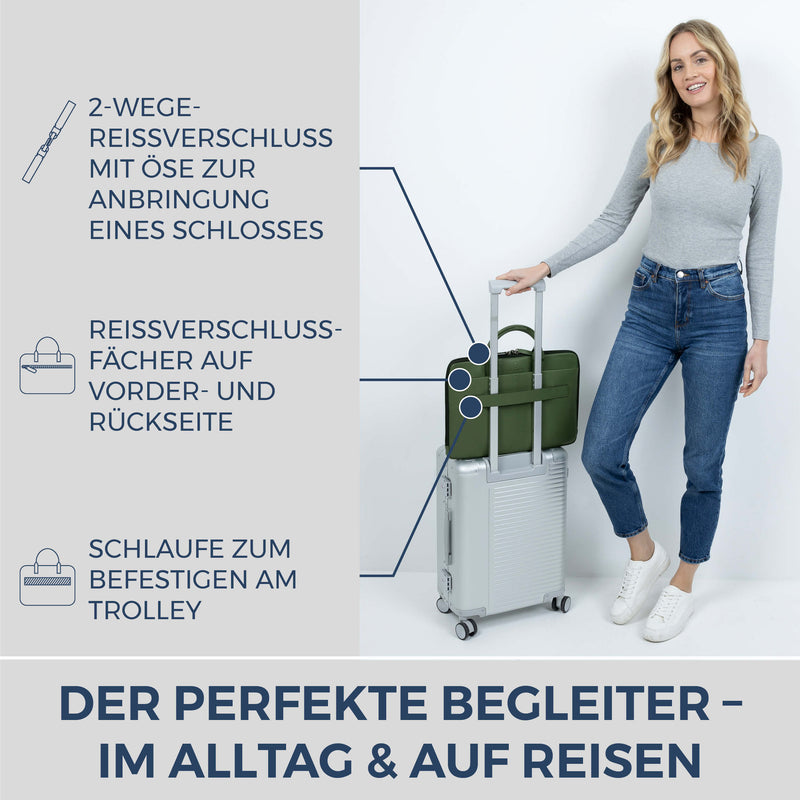Laptoptasche mit Trolley-Schlaufe (Genarbt)