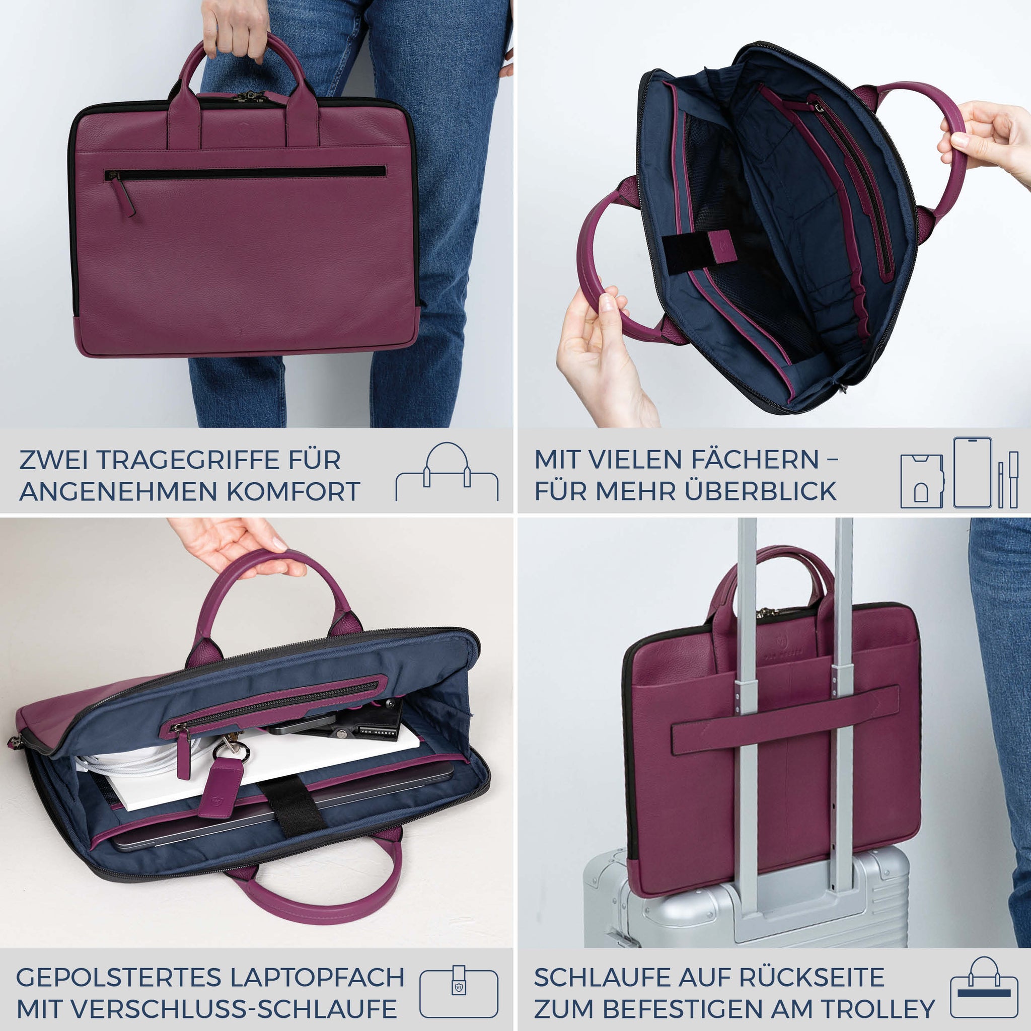 Laptoptasche mit Trolley-Schlaufe (Genarbt)