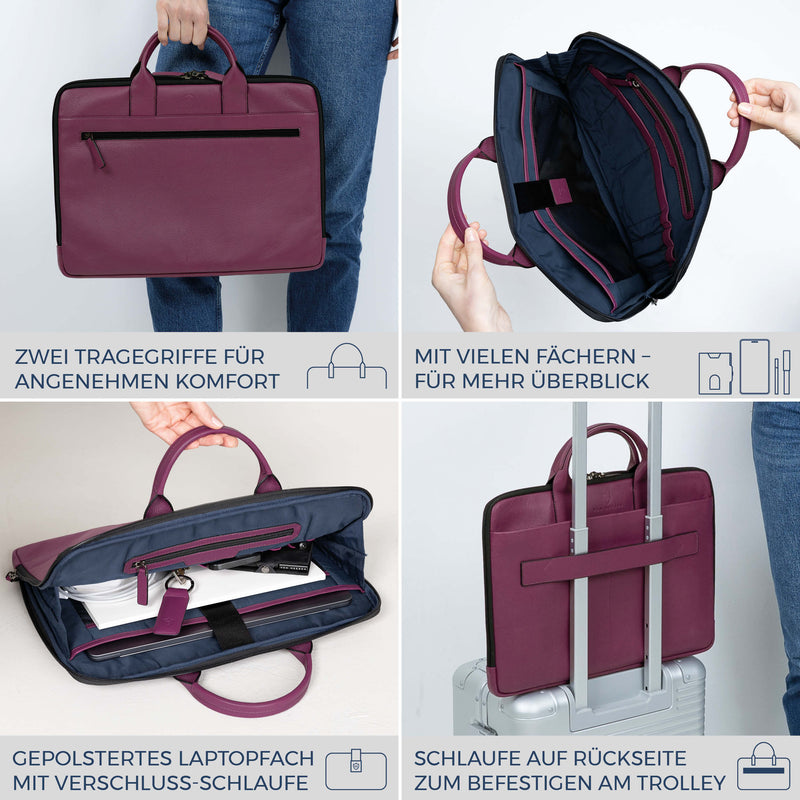 Laptoptasche mit Trolley-Schlaufe (Genarbt)