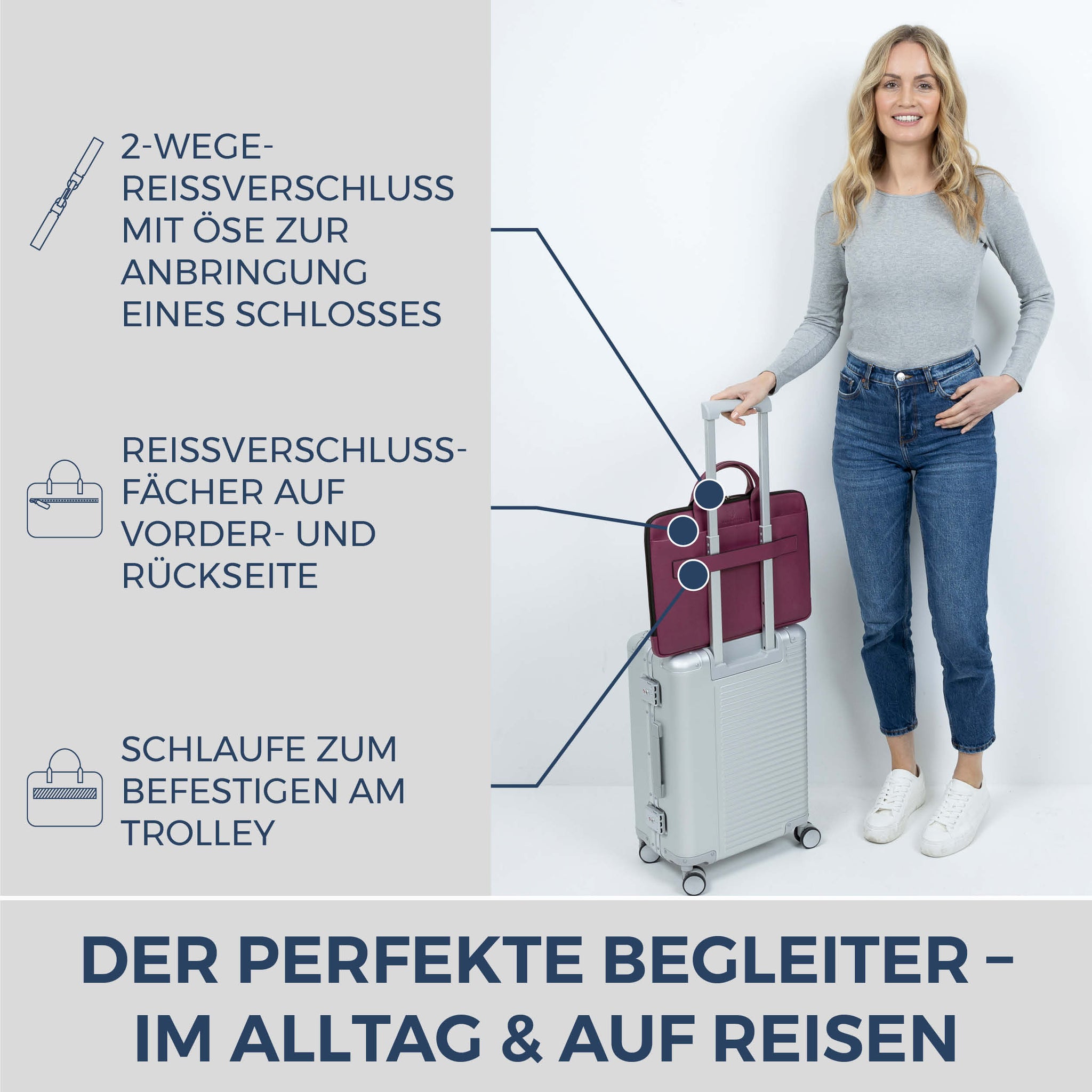 Laptoptasche mit Trolley-Schlaufe (Genarbt)
