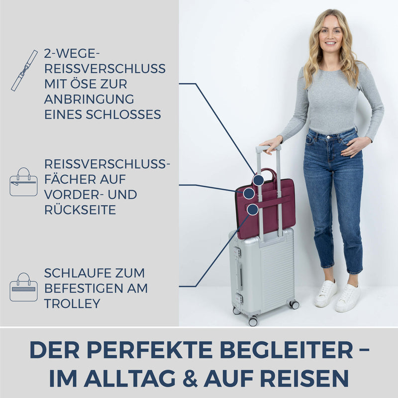 Laptoptasche mit Trolley-Schlaufe (Genarbt)