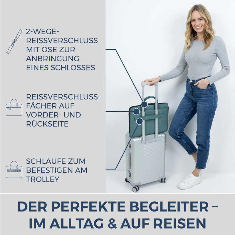 Laptoptasche mit Trolley-Schlaufe (Genarbt)