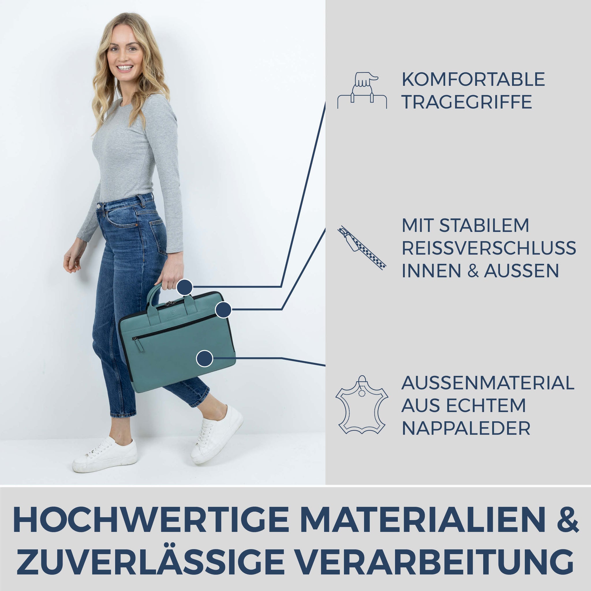 Laptoptasche mit Trolley-Schlaufe (Genarbt)