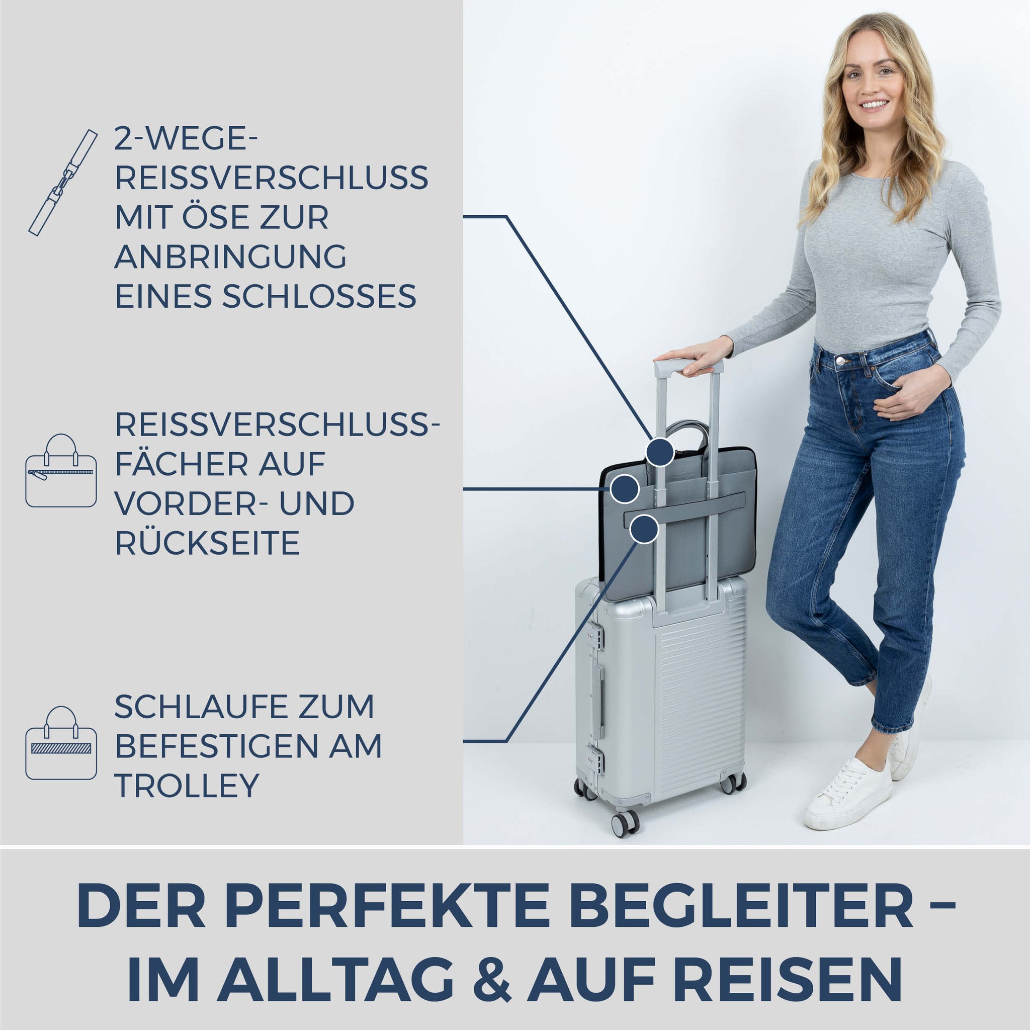 Laptoptasche mit Trolley-Schlaufe (Genarbt)