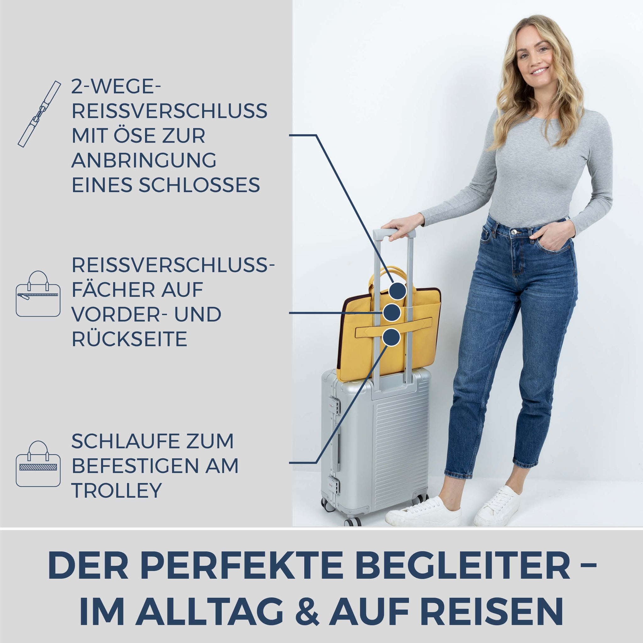 Laptoptasche mit Trolley-Schlaufe (Genarbt)