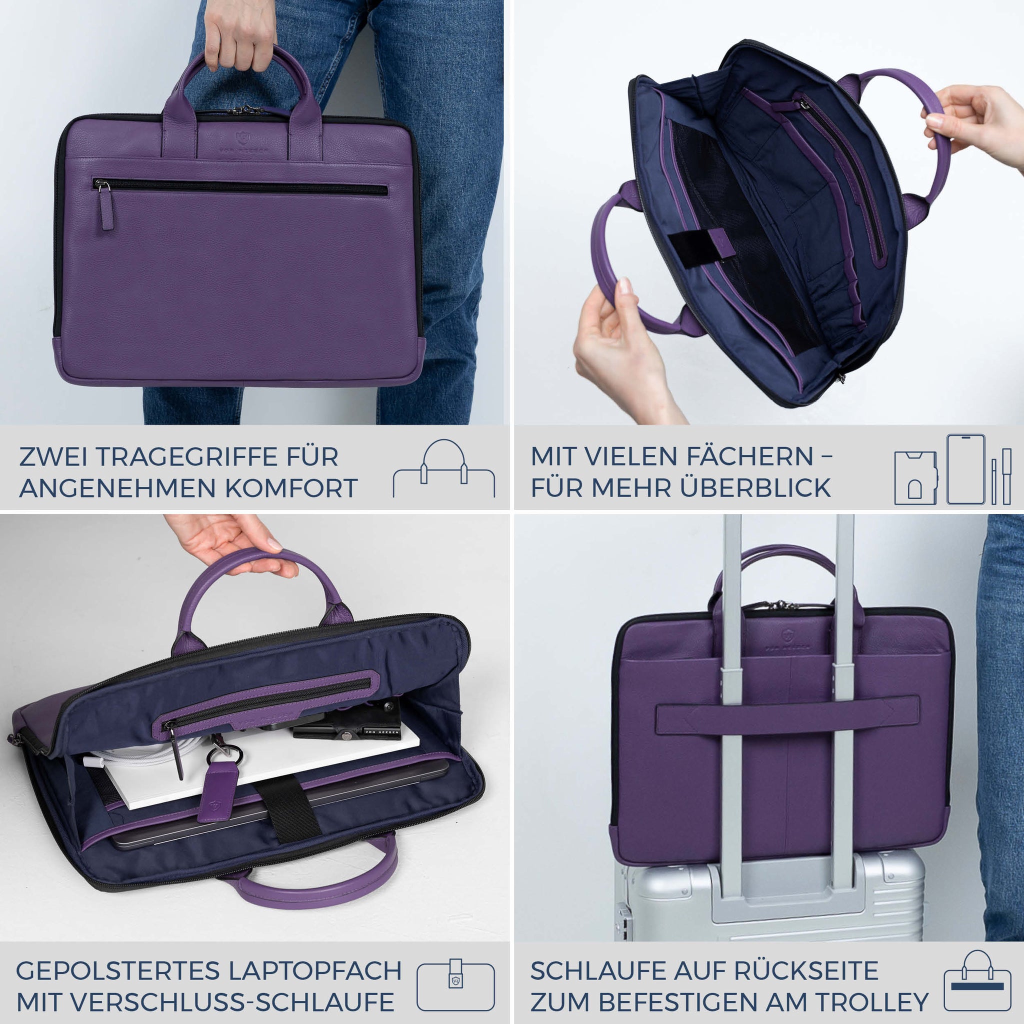 Laptoptasche mit Trolley-Schlaufe (Genarbt)