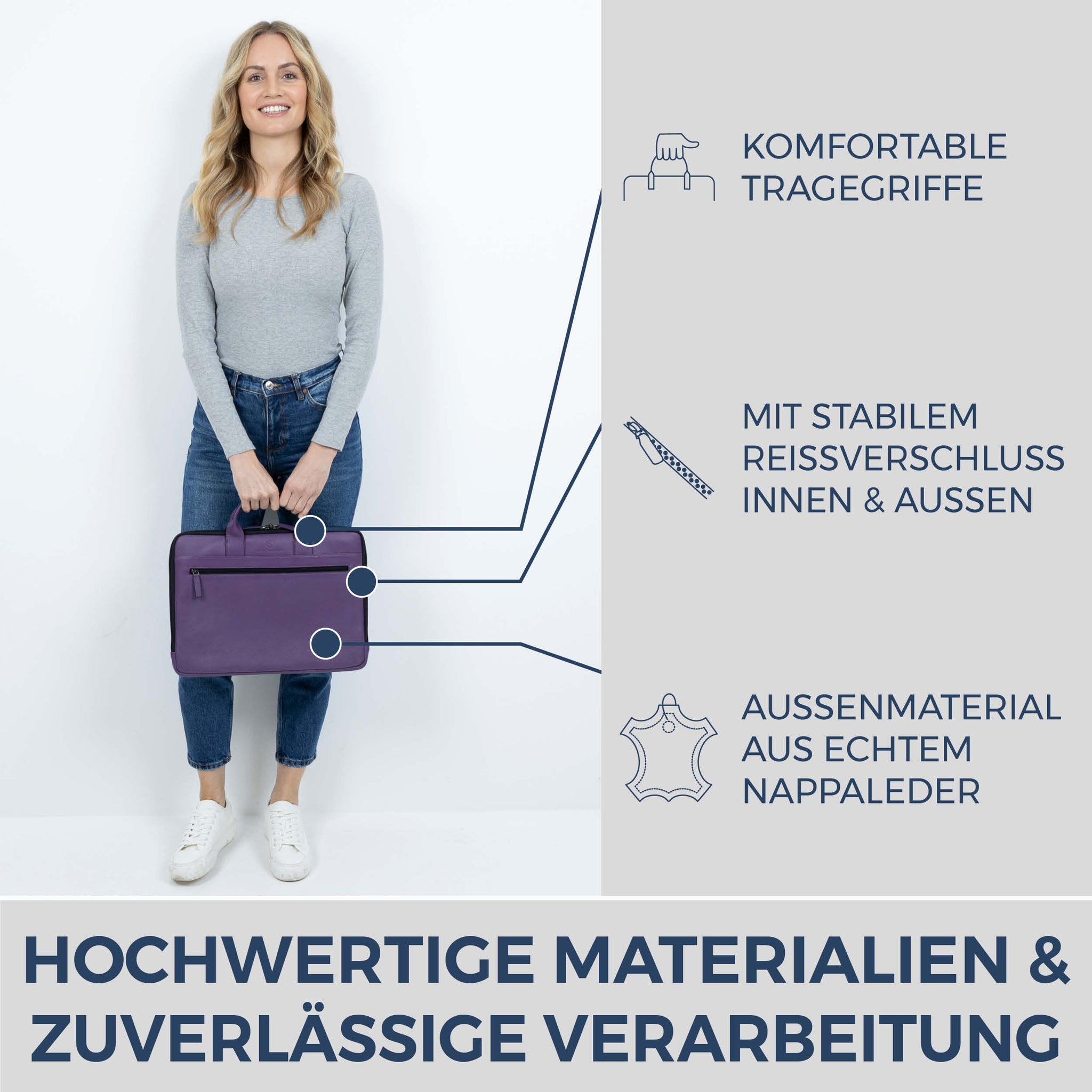 Laptoptasche mit Trolley-Schlaufe (Genarbt)