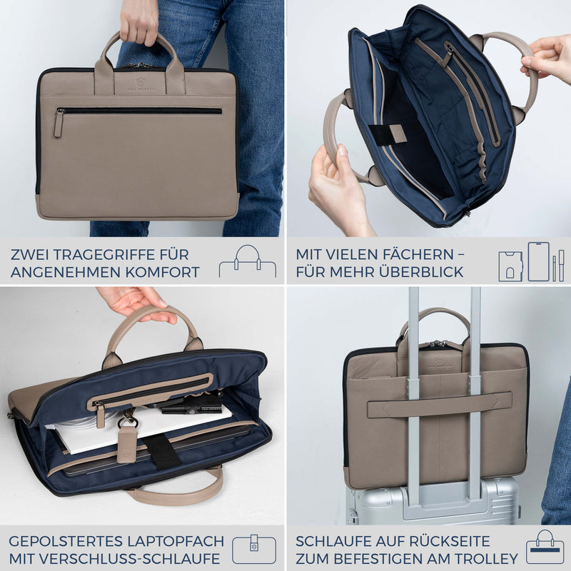 Laptoptasche mit Trolley-Schlaufe (Genarbt)