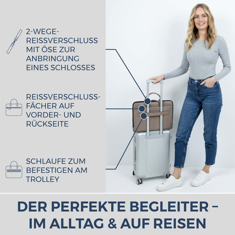 Laptoptasche mit Trolley-Schlaufe (Genarbt)
