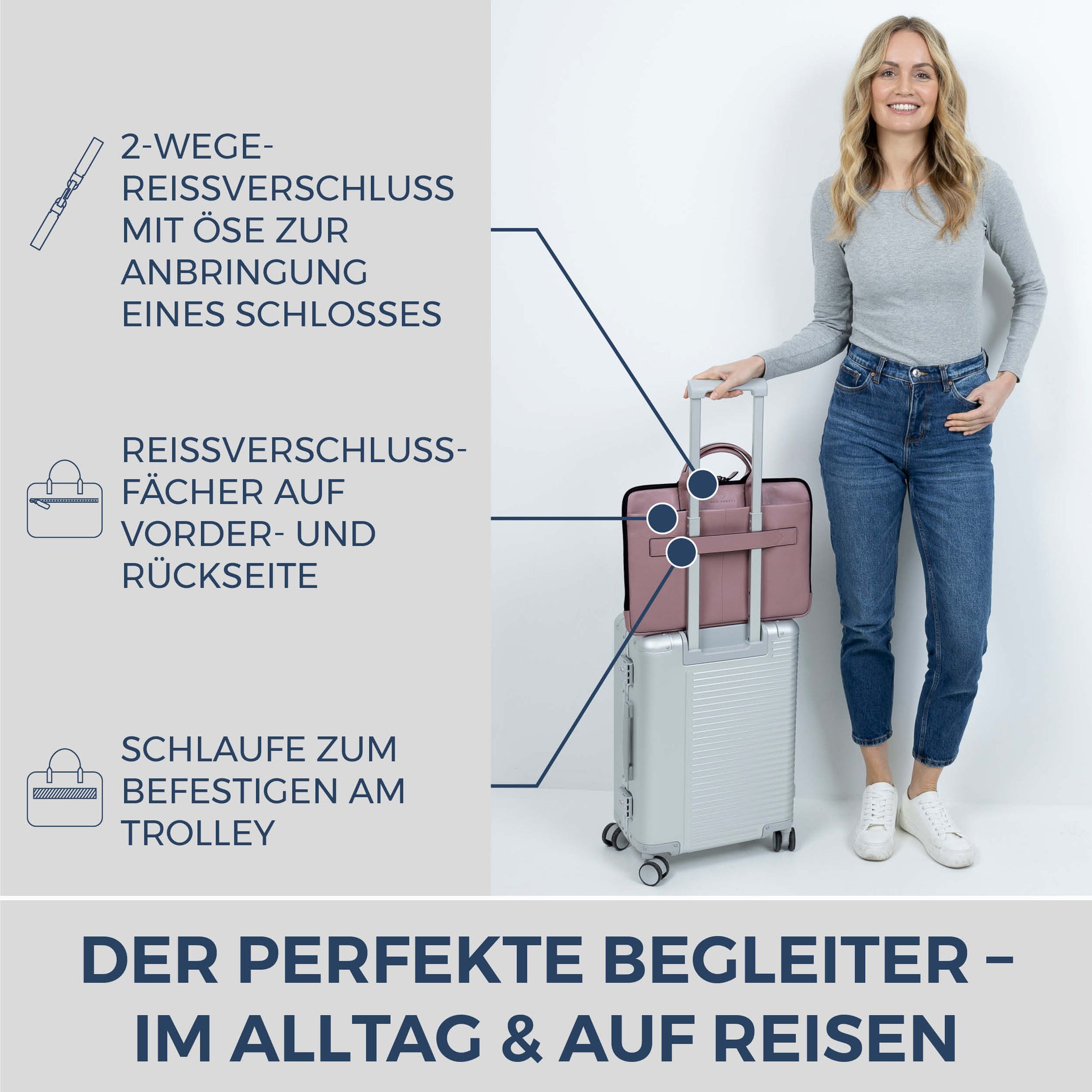 Laptoptasche mit Trolley-Schlaufe (Genarbt)