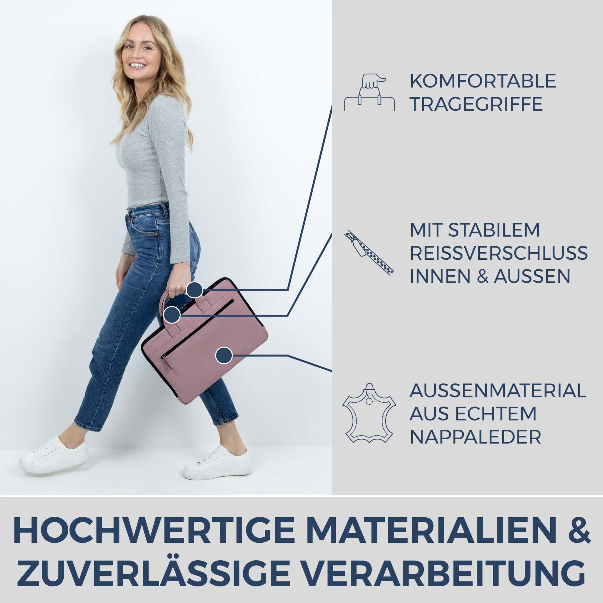 Laptoptasche mit Trolley-Schlaufe (Genarbt)